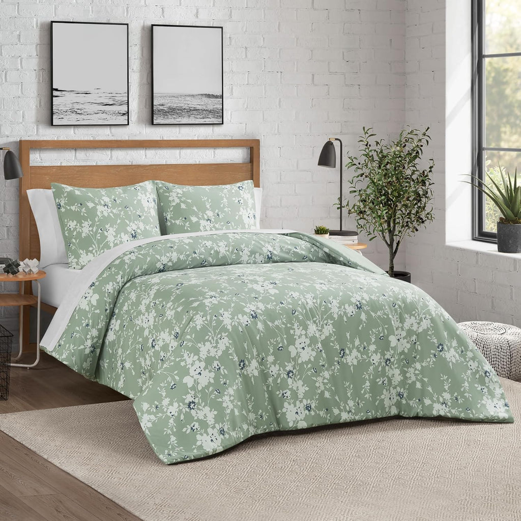 Lucky Brand Fianna Sage Green Floral Luxury 2 Piece Comforter Bedding Set - Twin/Twin XL Size Comforter Set