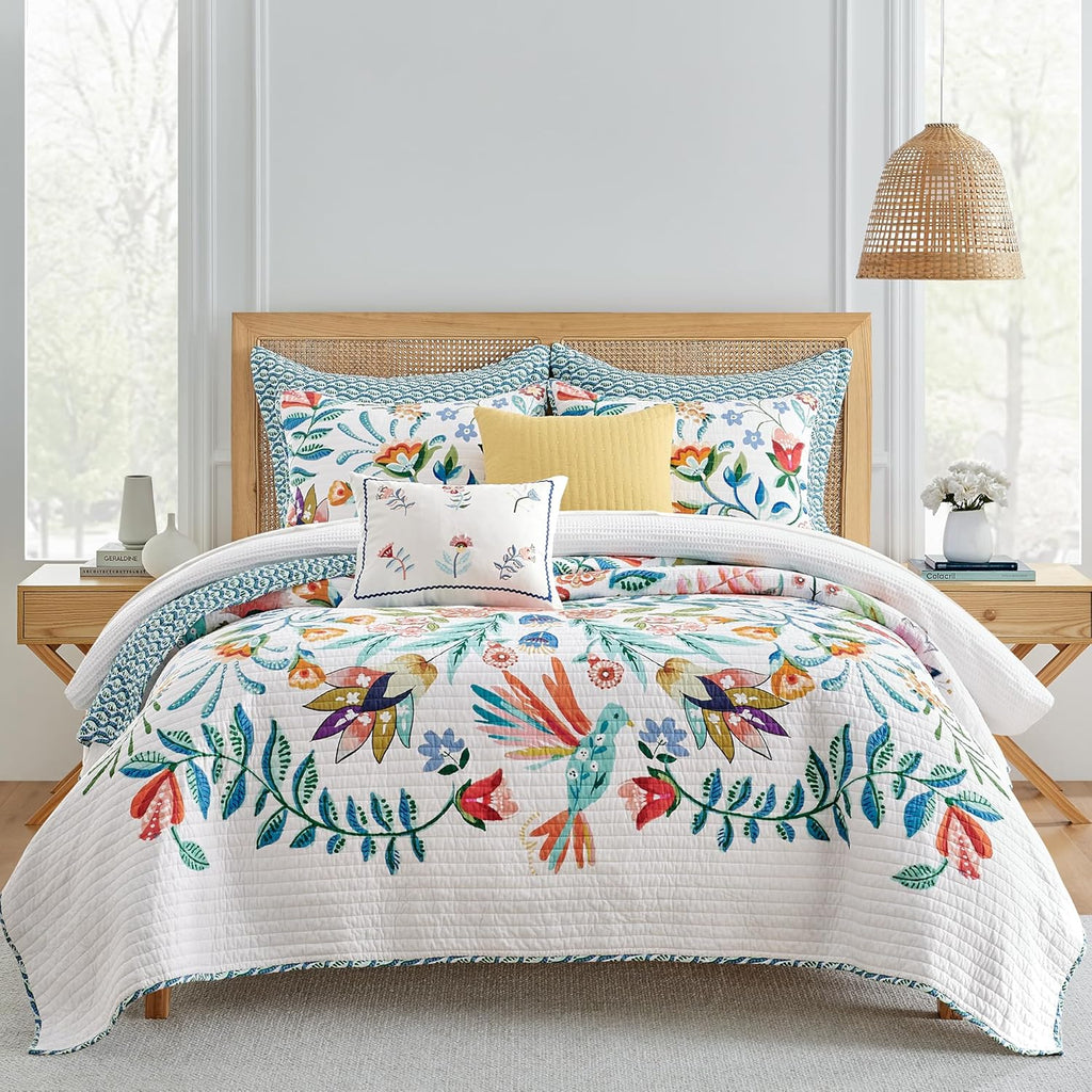 Levtex Home - Danika Quilt Set - King Quilt and Two King Shams - Floral - Multicolored - Quilt (106x92in.) and Shams (20x36in.) - Reversible - Cotton