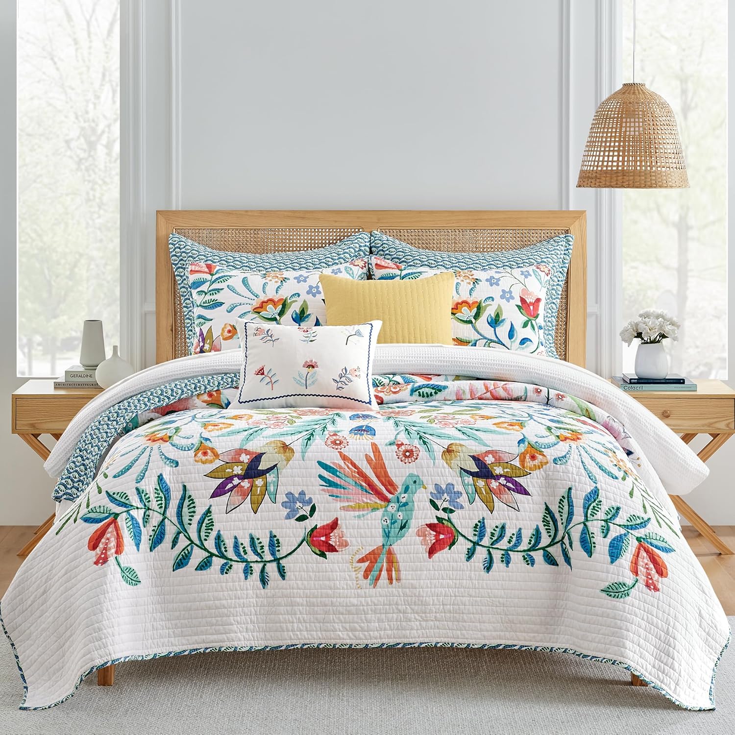Levtex Home - Danika Quilt Set - King Quilt and Two King Shams - Floral - Multicolored - Quilt (106x92in.) and Shams (20x36in.) - Reversible - Cotton