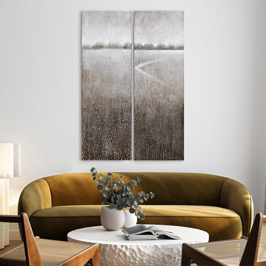 Empire Art Direct Abstract Wall Art Textured Hand Painted Canvas by Martin Edwards, Diptych, 60' x 20' each, Listlessness