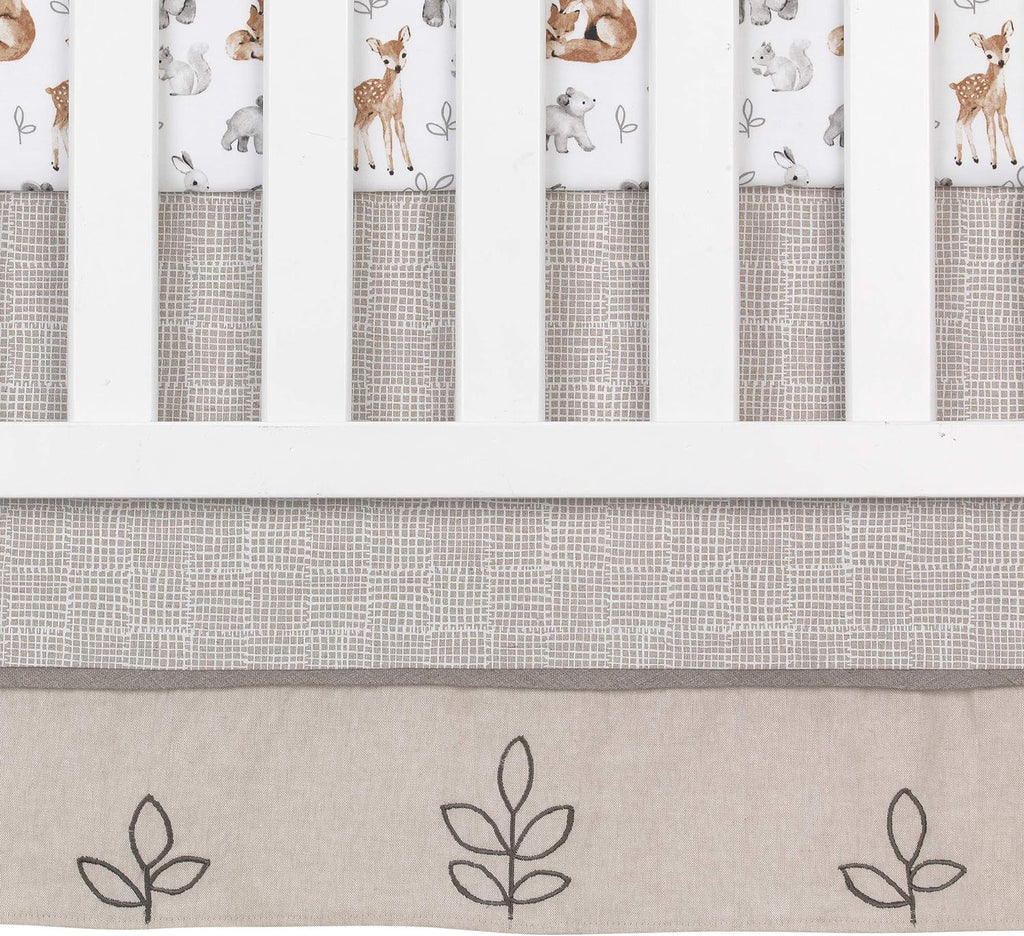 Lambs & Ivy Painted Forest 4-Piece Crib Bedding Set - Gray, Beige, White