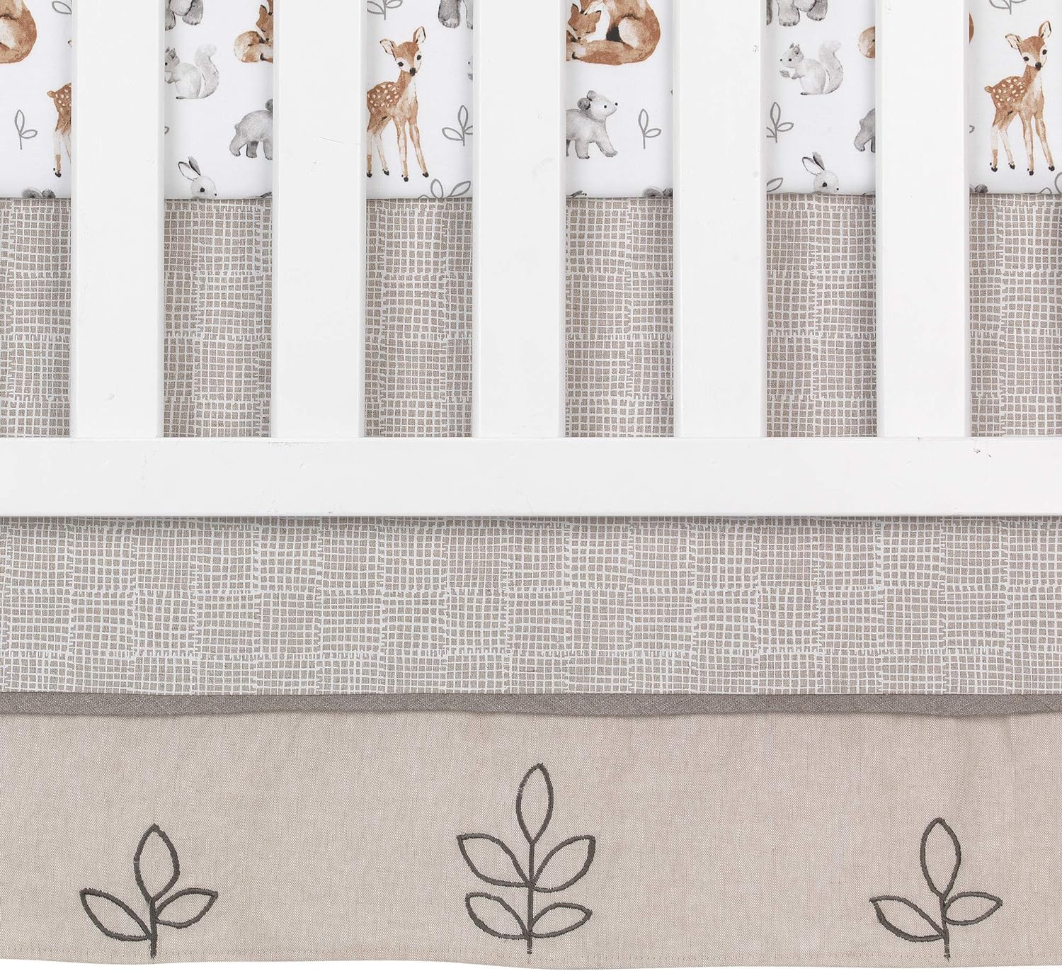 Lambs & Ivy Painted Forest 4-Piece Crib Bedding Set - Gray, Beige, White