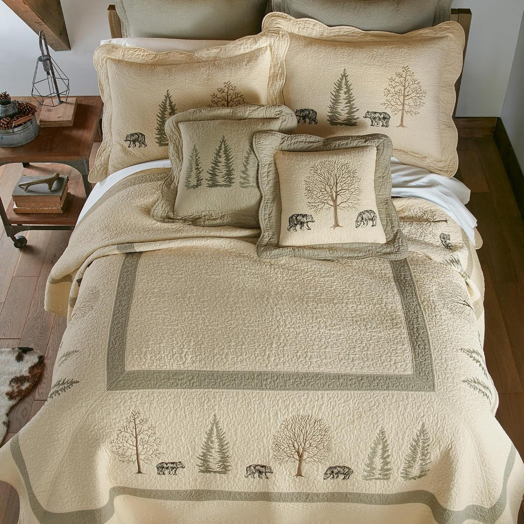Donna Sharp King Bedding Set - 3 Piece - Bear Creek Cotton Lodge Quilt Set with King Quilt and Two King Pillow Shams - Fits King Size Beds - Machine Washable