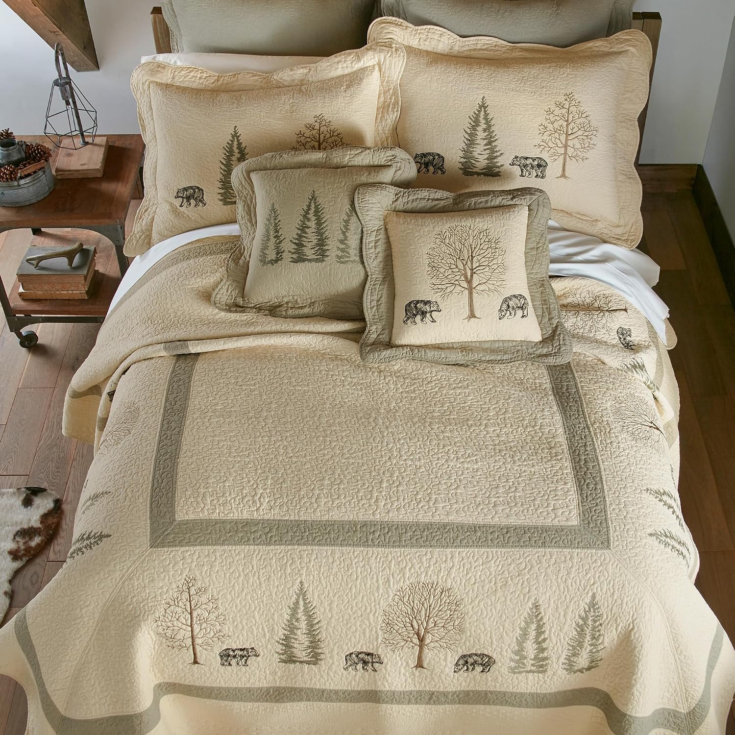 Donna Sharp King Bedding Set - 3 Piece - Bear Creek Cotton Lodge Quilt Set with King Quilt and Two King Pillow Shams - Fits King Size Beds - Machine Washable