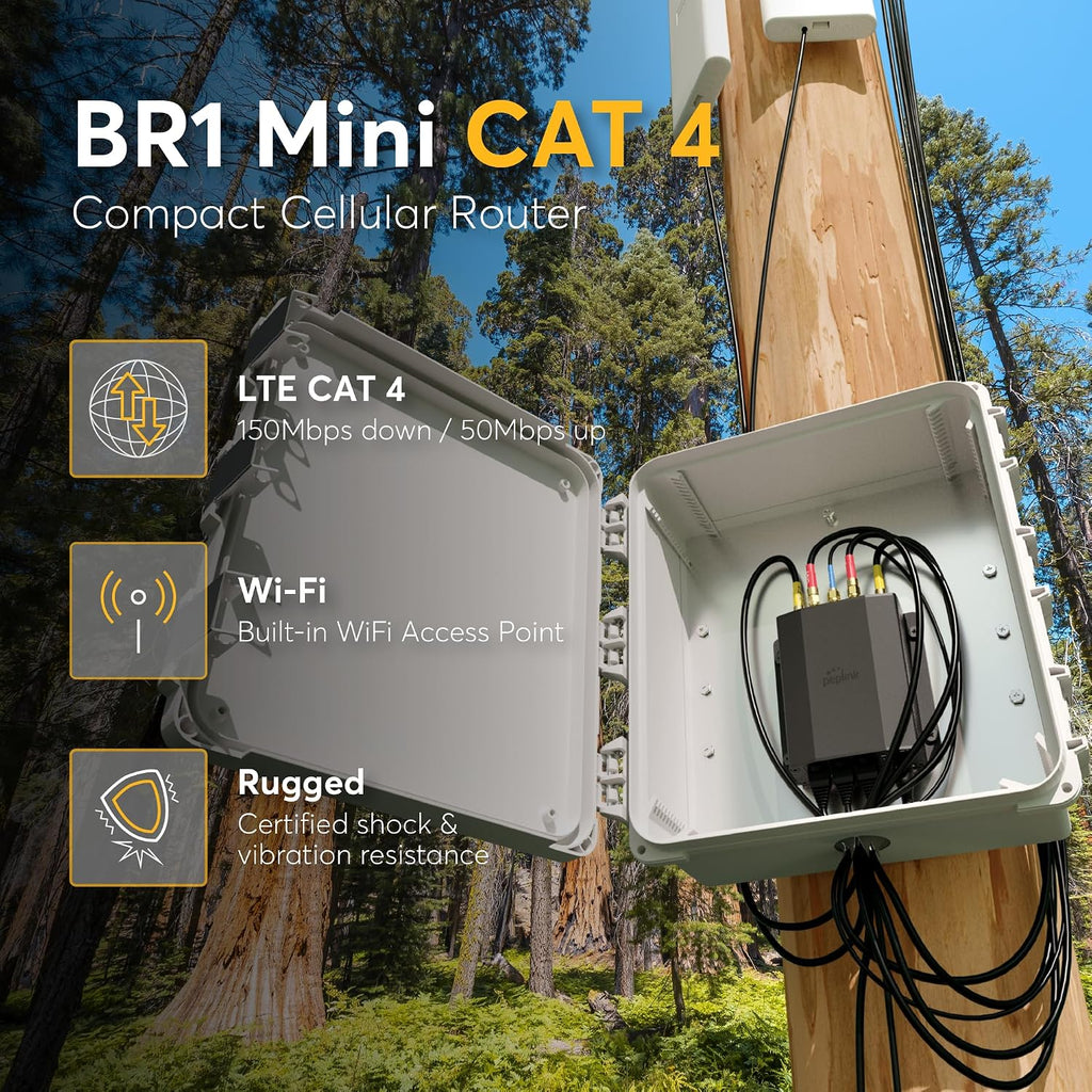 Peplink Cellular Router MAX BR1 Mini - LTE (CAT 4) Wifi Router | LTE Cellular Modem | 3 Ethernet LAN, Built-in WiFi | Redundant SIM Slots, Built-in eSIM | Upgradeable to Dual WAN | VPN capable