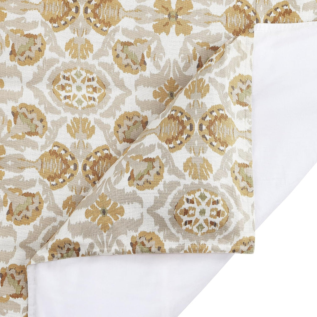 HiEnd Accents Andie Washed Linen Floral Comforter Set, 3 Piece Queen Size Bedding Set, Vintage Flower Print, Cream Tuscan Marigold Medallion Pattern, Chic Casual Classic Comforter with Pillow Shams