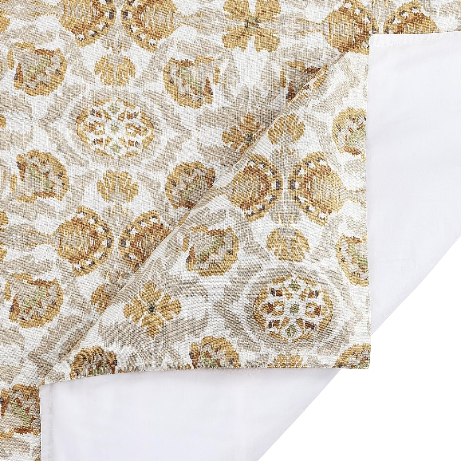 HiEnd Accents Andie Washed Linen Floral Comforter Set, 3 Piece Queen Size Bedding Set, Vintage Flower Print, Cream Tuscan Marigold Medallion Pattern, Chic Casual Classic Comforter with Pillow Shams