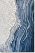 Art Hand-Painted Blue and White Texture Abstract Art Oil Painting Modern Art Oil on Canvas Large Wall Art Deco 45x30 inches