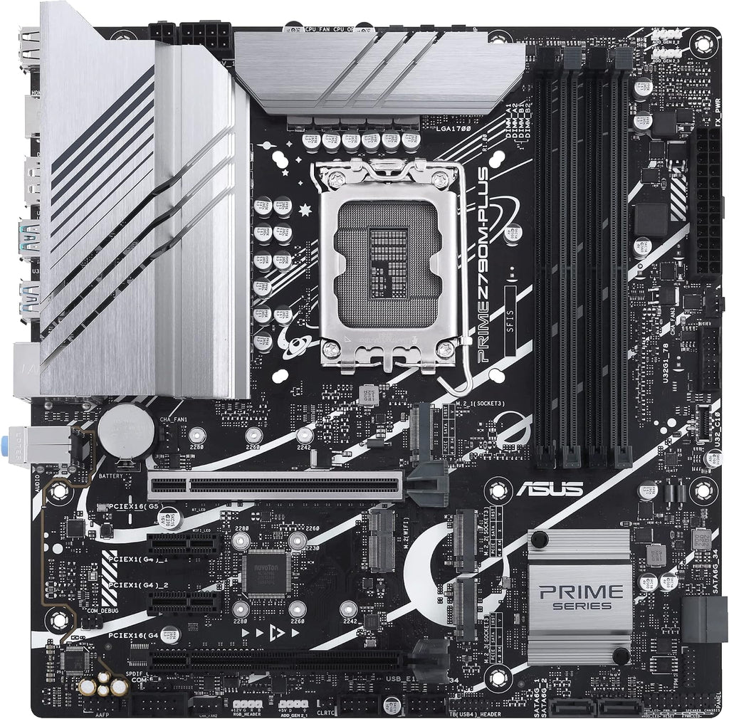 ASUS Prime Z790M-Plus LGA 1700(Intel 14th,12th&13th Gen) microATX motherboard (PCIe 5.0,3xM.2 slots,10+1 DrMOS,DDR5,1 Gb LAN, DP,USB 3.2 Gen2 Type-C,front USB3.2 Gen 1 TypeC, Thunderbolt(USB4)support)