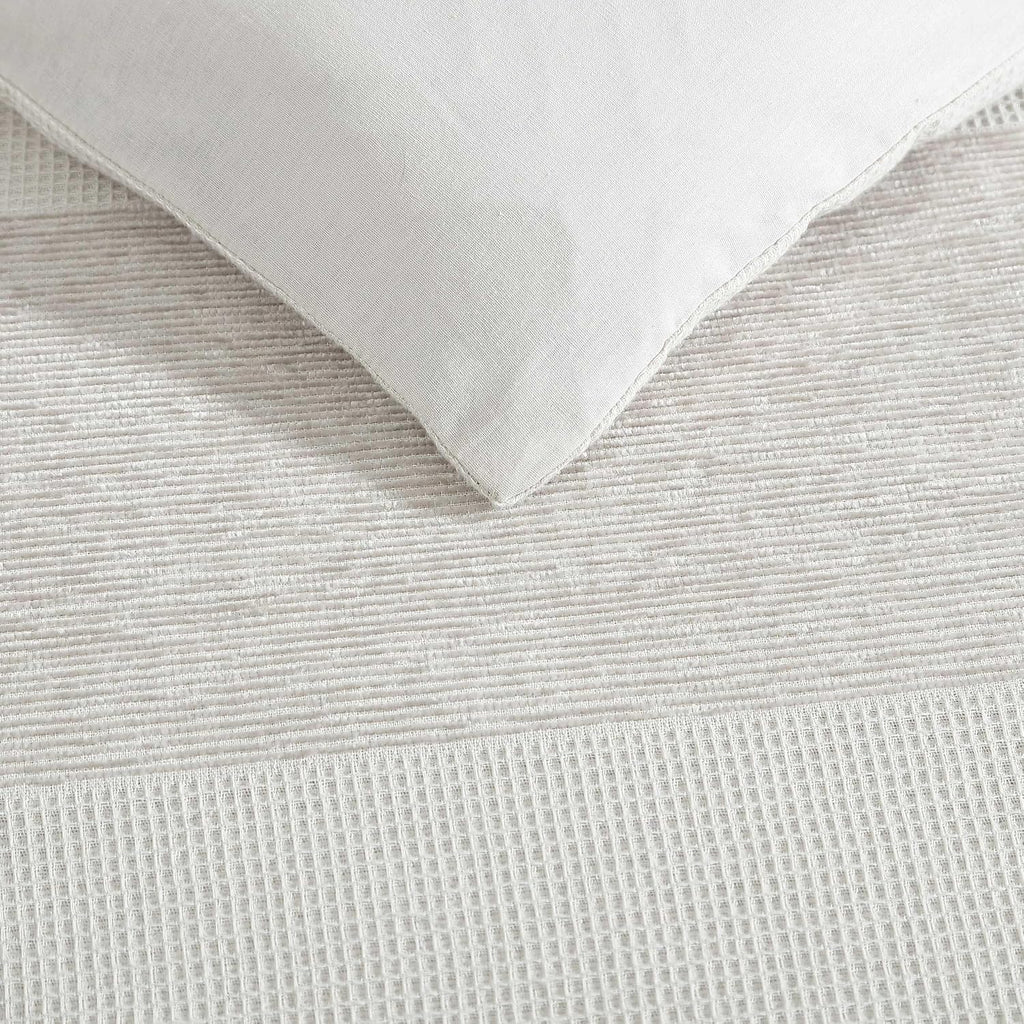 Vera Wang - King Size Comforter Set, Soft Bedding Set with Textured Chenille Waffle Feel, Medium Weight for Year-Round Comfort, 3 Piece Bed Set with Matching Pillowcases (Stripe Beige)