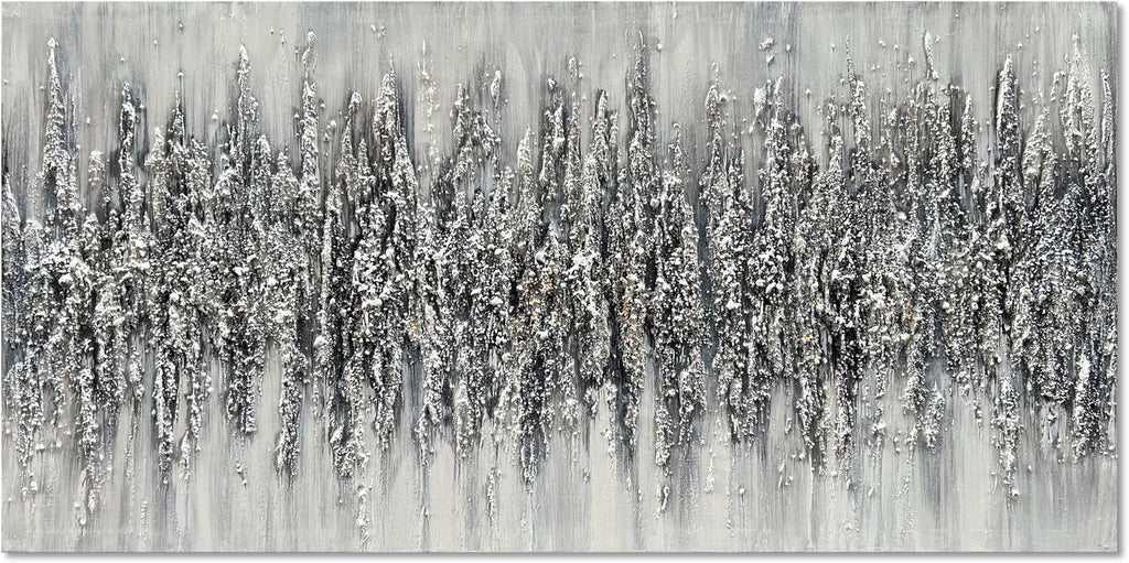 Art 24x48 Inch Minimalist Art Painting Hand-Painted Black and White Wall Art Textured Oil Painting Modern Abstract Art Home Wall Decoration