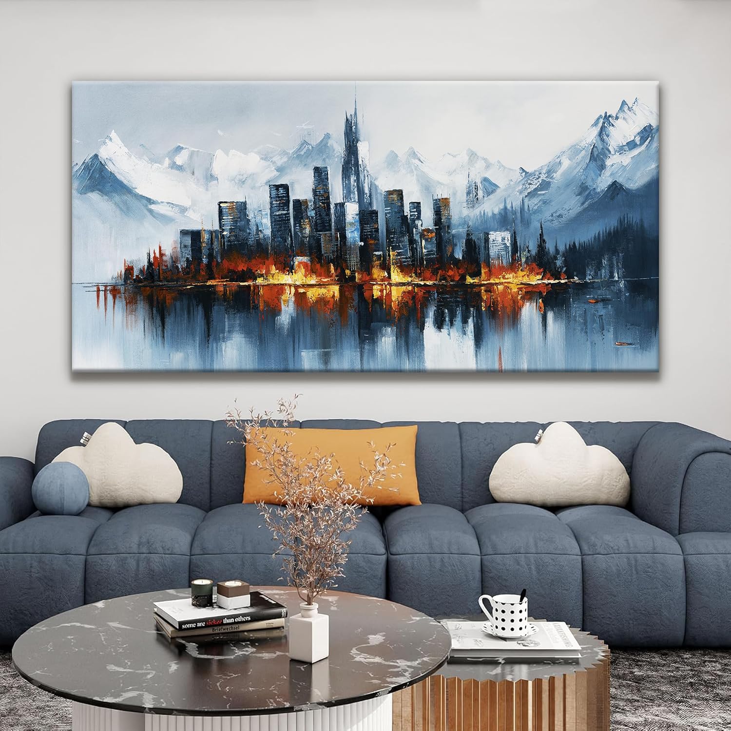 QSQ New York City Canvas Art Wall Decor Modern Abstract Wall Art For Living Room Office Bedroom Abstract Art Paintings Picture For Bedroom Home Wall Decor Chicago Artwork For Walls 29 × 58 In