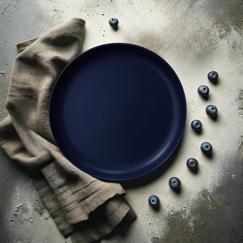MÜLLERHEIM 903 Minimalist Collection 32-Piece Contemporary Ceramic Stoneware Dinnerware Sets for 8, Blueberry Plates and Bowls sets, Dinner Plates Set, Salad Dish Set, Bowls, Cup