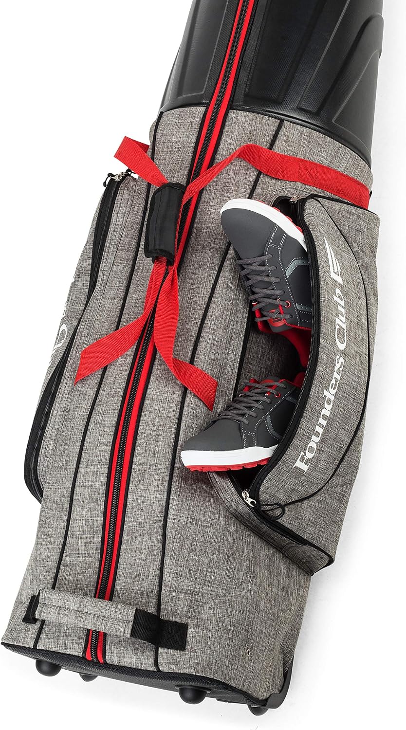 Founders Club Golf Travel Bag with Wheels - Lightweight Travel Cover & Case for Airlines - Club Protection with ABS Hard Top & Standup Pole Stiffening System