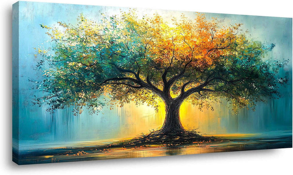 LAVIKARS Tree of Life Wall Art Oil Painting Reproduction Print Modern Abstract Canvas Paintings Waterproof Artwork Landscape Picture for Living Room Bedroom Home Office Kitchen Decor (28x58inch)