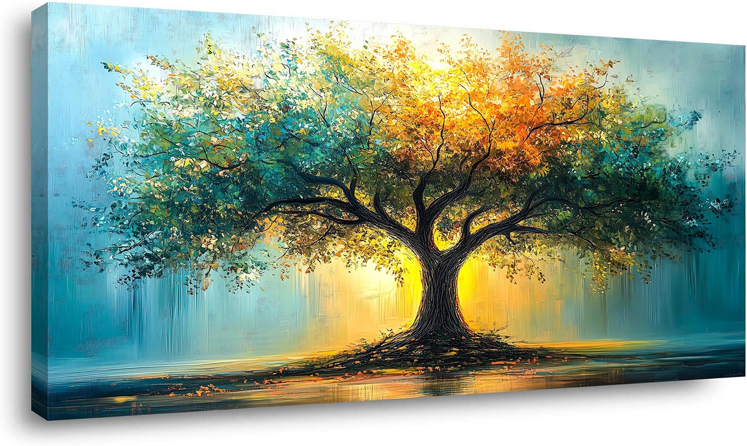 LAVIKARS Tree of Life Wall Art Oil Painting Reproduction Print Modern Abstract Canvas Paintings Waterproof Artwork Landscape Picture for Living Room Bedroom Home Office Kitchen Decor (28x58inch)