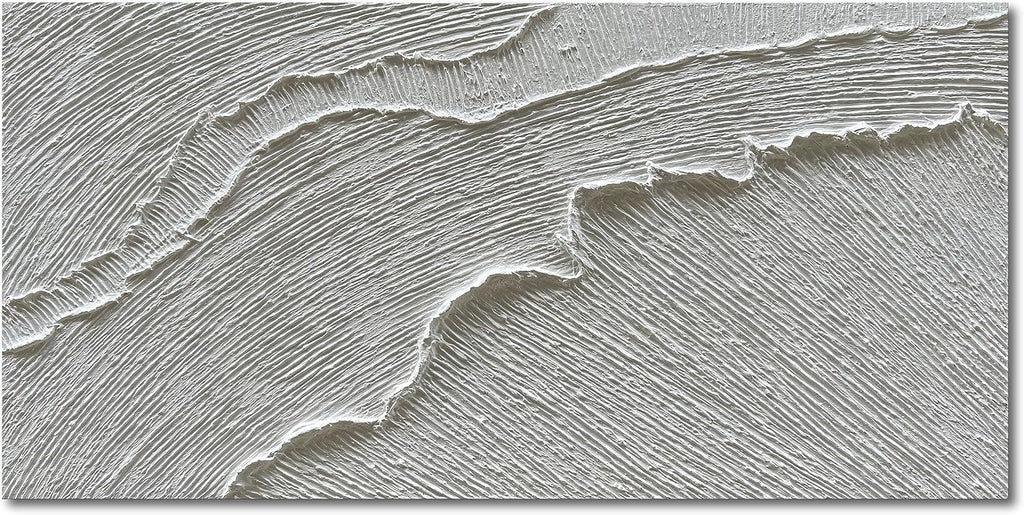 NANKAI Art 30x60 Inches Thick Texture White Abstract Oil Painting Thick Texture Beach Wave Landscape Oil Painting Family Wall Decorative Art Oil Painting