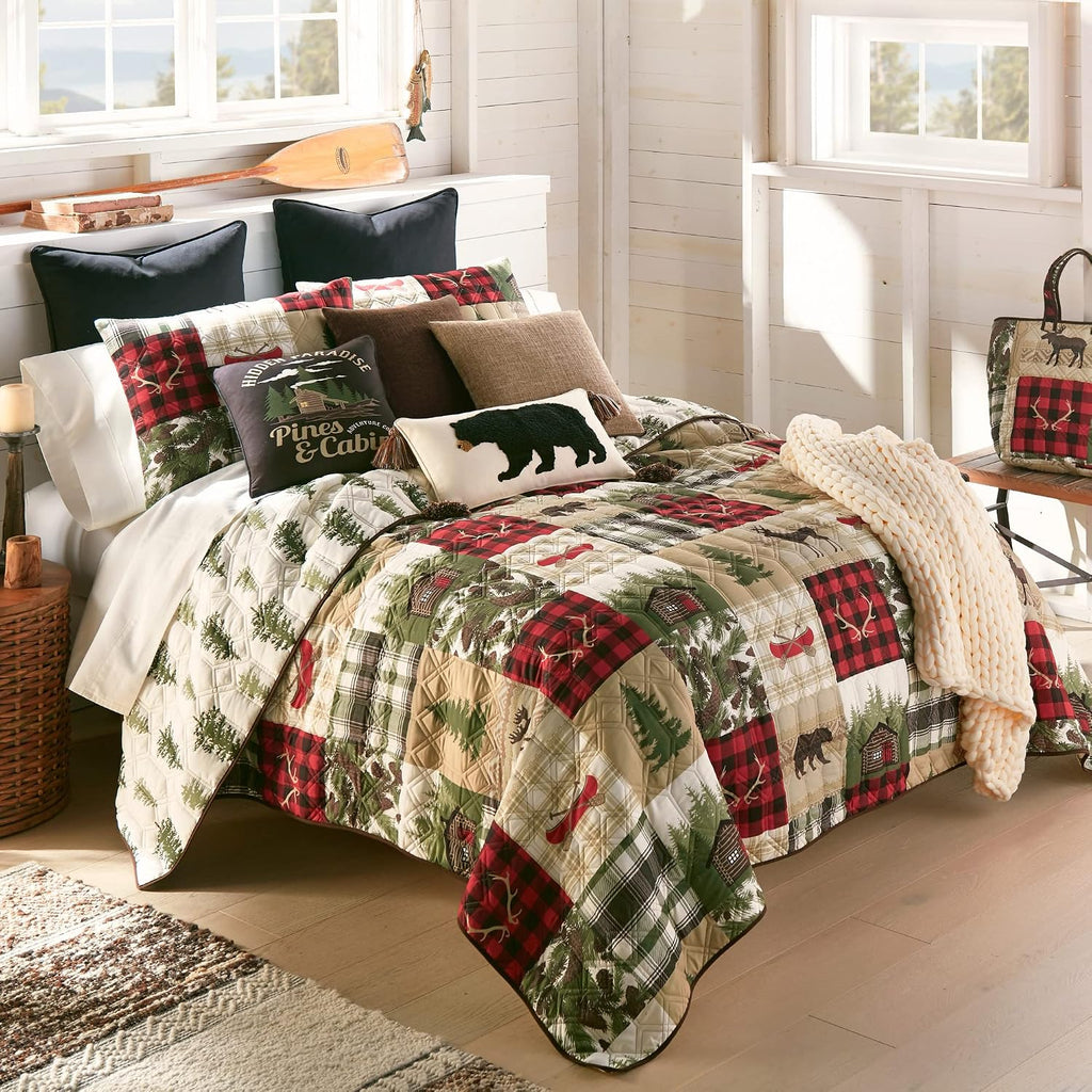 Donna Sharp Cedar Lodge-King Quilt Set, Measures 104 x 96, Includes 1 Quilt and 2 King Shams, Machine Washable