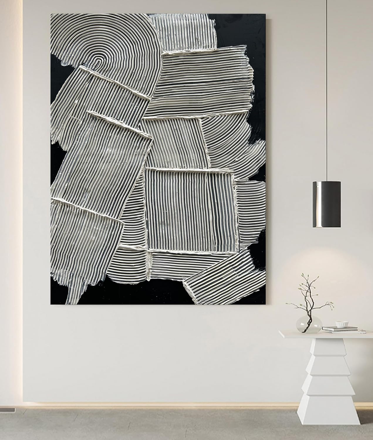NANKAI Art White Texture Abstract Art Oil Painting Office Corridor Living Room Wall Decorative Art 40x28 Inches