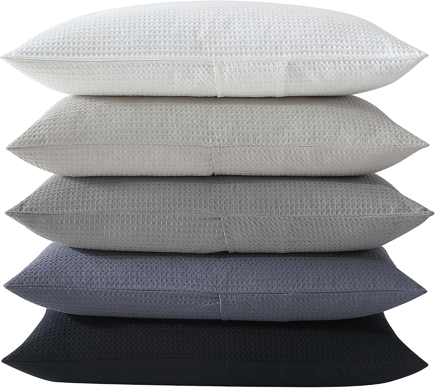 Vera Wang - King Comforter Set, Soft Cotton Bedding with Waffle Pique Texture & Smooth Cotton Percale Reverse, Medium Weight for Year-Round Comfort, 3 Piece Bed Set with Matching Pillowcases (Black)