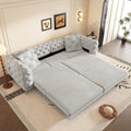 WILLIAMSPACE 97.7' 3-in-1 Convertible Sleeper Sofa Bed, Modern Button Tufted 28.4' Deep Seat Pull Out Couch Bed with Movable Ottoman, Multi-Functional 4-Seater Couch for Living Room, Velvet - Grey