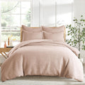 Levtex Home Cloud Waffle Queen Duvet Cover Set (90x94in) with 2 Pillow Shams (26x20in) - Solid Waffle Cotton Texture - Blush - 100% Cotton Queen Size Duvet Cover Set - Soft, Pre-Washed