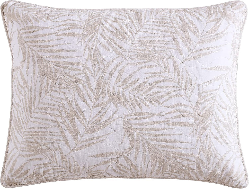 Tommy Bahama - King Quilt Set, Reversible Cotton Bedding with Matching Shams, Tropical Super Soft Bedding Set (Palmday Beige, King)