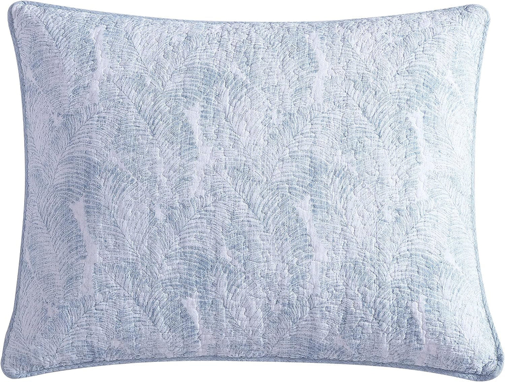 Tommy Bahama - Twin Quilt Set, Reversible Cotton Bedding with Matching Sham, Pre-Washed for Added Softness, Dorm Essentials (Distressed Water Leaves Blue)