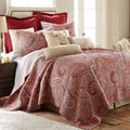 Levtex Home - Spruce Red Quilt Set - Twin/Twin XL Quilt (68x86in.) + One Standard Pillow Sham (26x20in.)- Paisley Pattern in Burgundy, Red, Tan, Grey - Reversible - Cotton