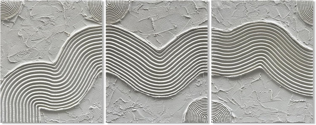 NANKAI Art Hand-Painted White Texture Abstract Art Oil Painting Minimalist Art Home Wall Decoration Painting 24x20 inches x 3