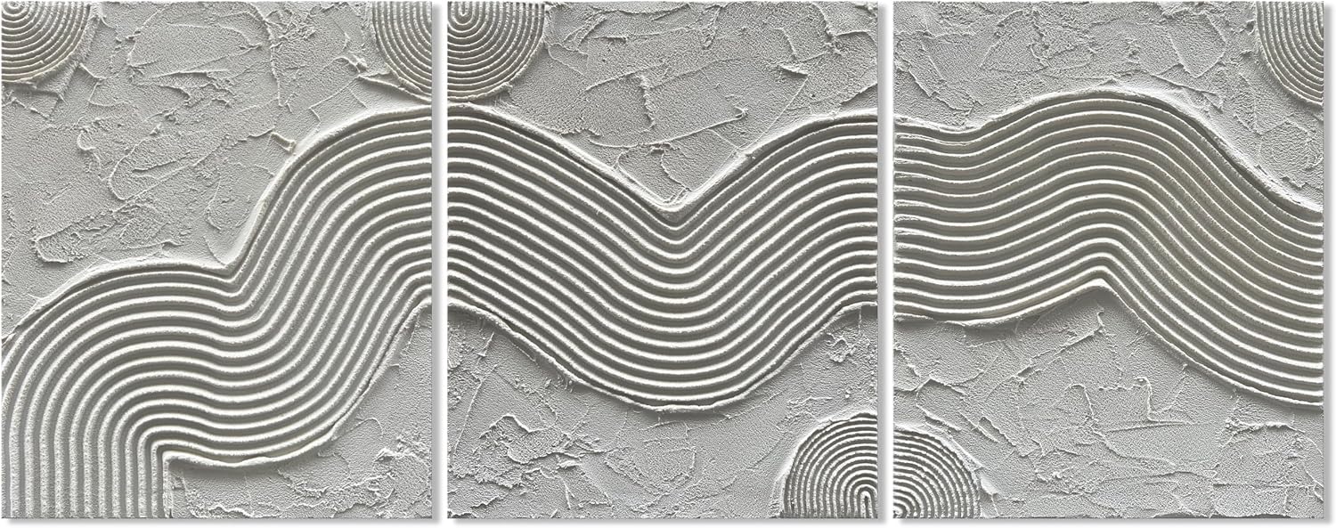 NANKAI Art Hand-Painted White Texture Abstract Art Oil Painting Minimalist Art Home Wall Decoration Painting 24x20 inches x 3