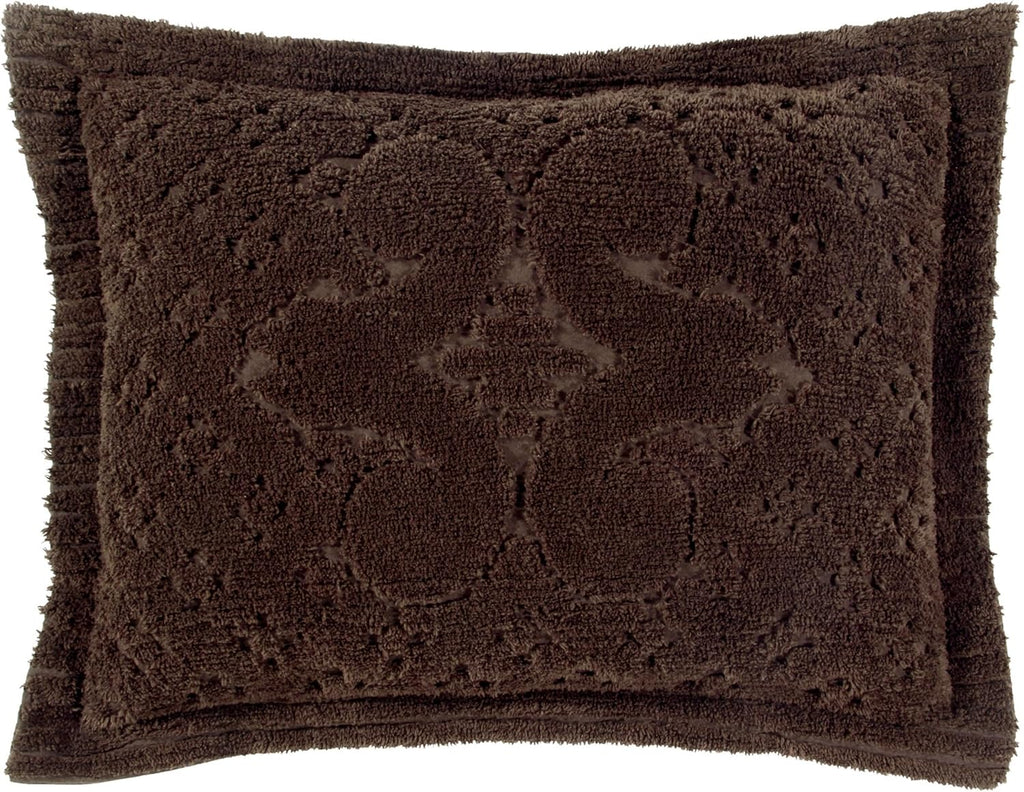 Better Trends Chenille Bedspreads Twin Size, Chocolate 100% Cotton Chenille Medallion Design Tufted Bedding Coverlet Soft Lightweight, 96'x110' with 1 PC Sham 2 Pieces Set Ashton Collection
