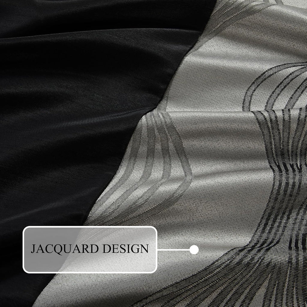 Stratford Park Elegant Black and Silver Comforter Set Queen Size, 7 Pieces Bedding & Collection, Jacquard All Season Comforter & Pillows, Ultra-Soft Microfiber