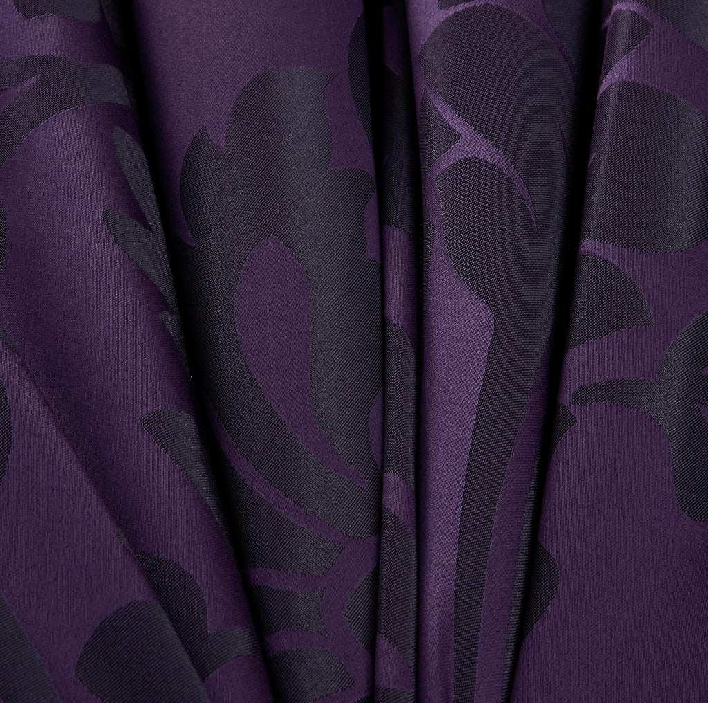 Chezmoi Collection Royale 7-Piece Jacquard Floral Comforter Set, Oversized Queen, Purple/Dark Purple
