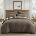 Levtex Home Mills Waffle King Duvet Cover Set (106x94in) with 2 Pillow Shams (36x20in) - Latte - Cotton King Size Duvet Cover Set - Soft, Pre-Washed