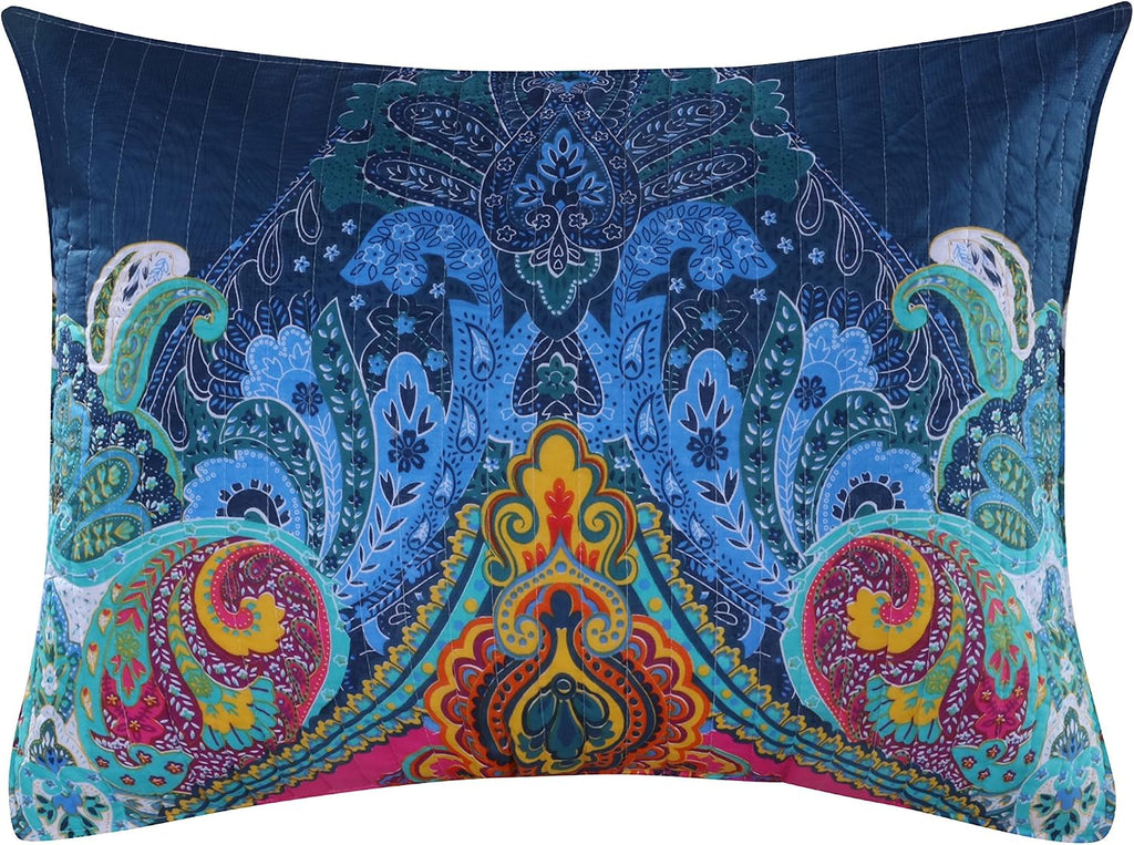 Levtex Home - Mackenzie Bedspread Set - King Bedspread and One King Sham - Bohemian - Teal, Orange, Yellow, Green, Blue - Bedspread (120x106in.) and Sham (20x36in.) - Cotton