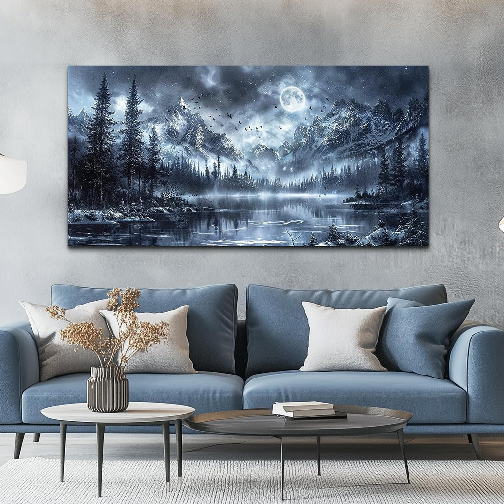 FUHAIHUA Large Canvas Wall Art For Living Room Wall Decor For Bedroom Office Decoration Black And White Wall Painting Forest Landscape Picture Hotel Artwork Poster Home Decor Ready to Hang 30X60 In