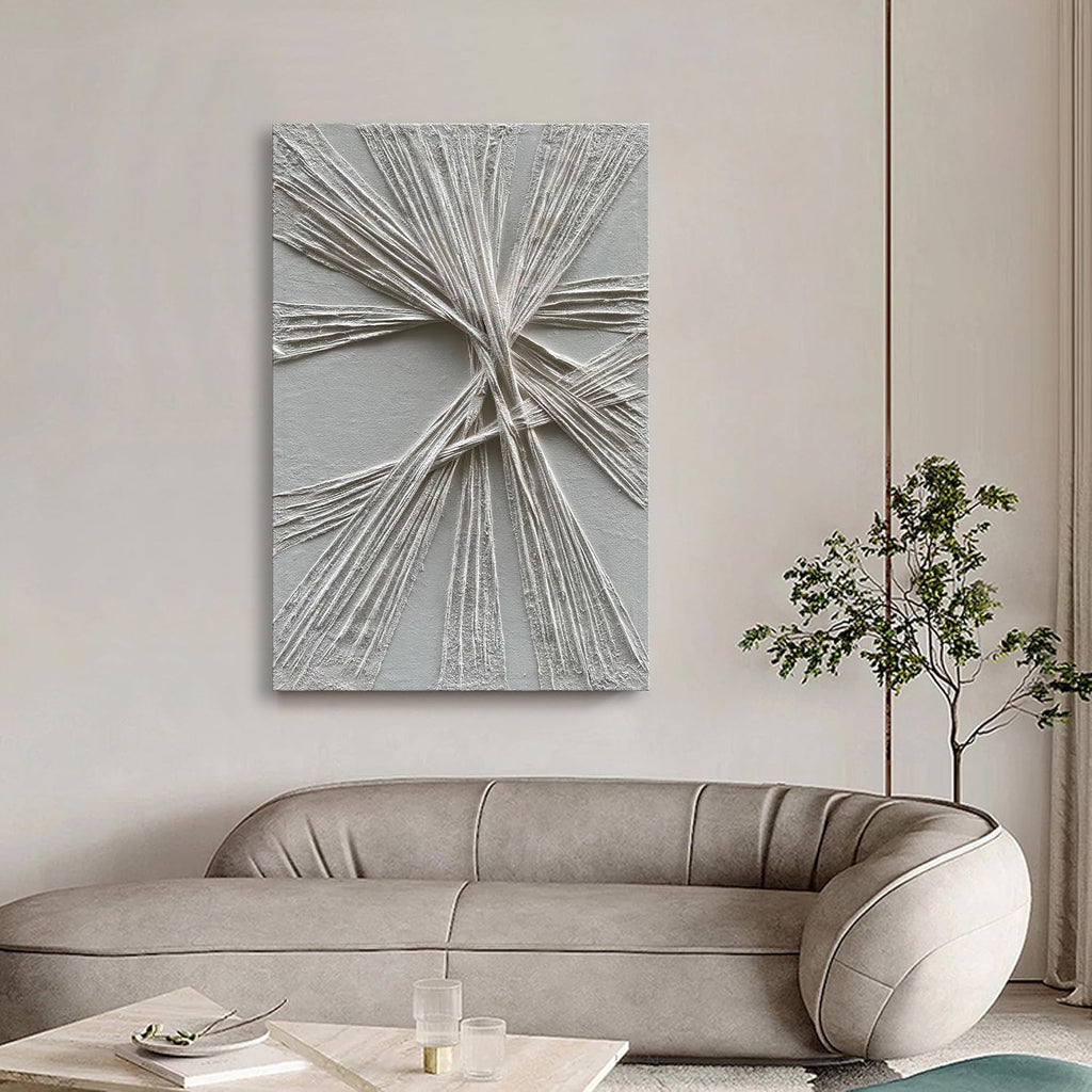 NANKAI Art Hand-painted thick texture White Oil painting Modern Abstract art 45x30 inch home wall art decorative painting