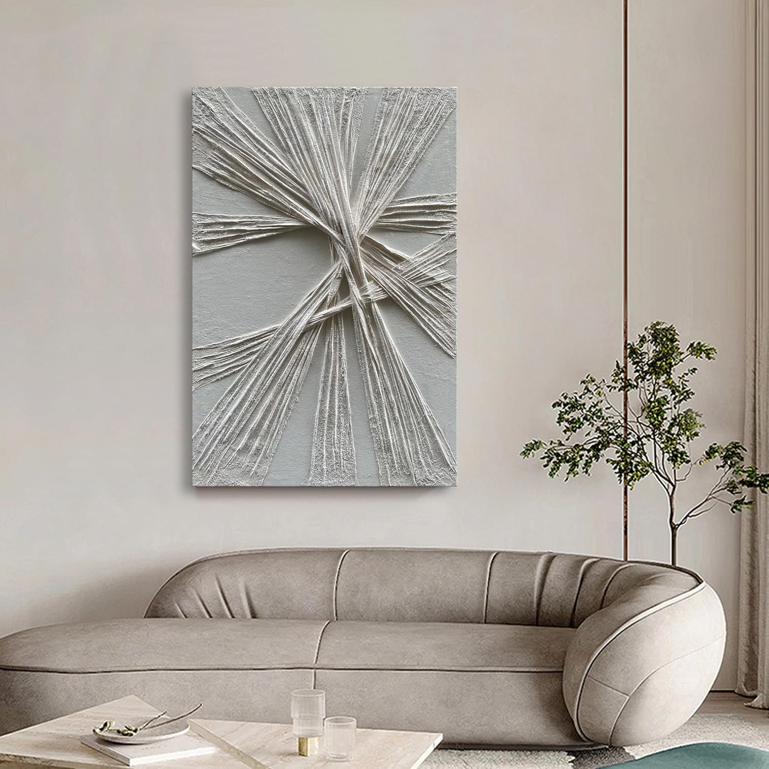 NANKAI Art Hand-painted thick texture White Oil painting Modern Abstract art 45x30 inch home wall art decorative painting