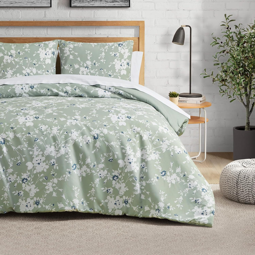 Lucky Brand Fianna Sage Green Floral Luxury 2 Piece Comforter Bedding Set - Twin/Twin XL Size Comforter Set