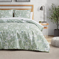 Lucky Brand Fianna Sage Green Floral Luxury 3 Piece Comforter Bedding Set - Full/Queen Size Comforter Set