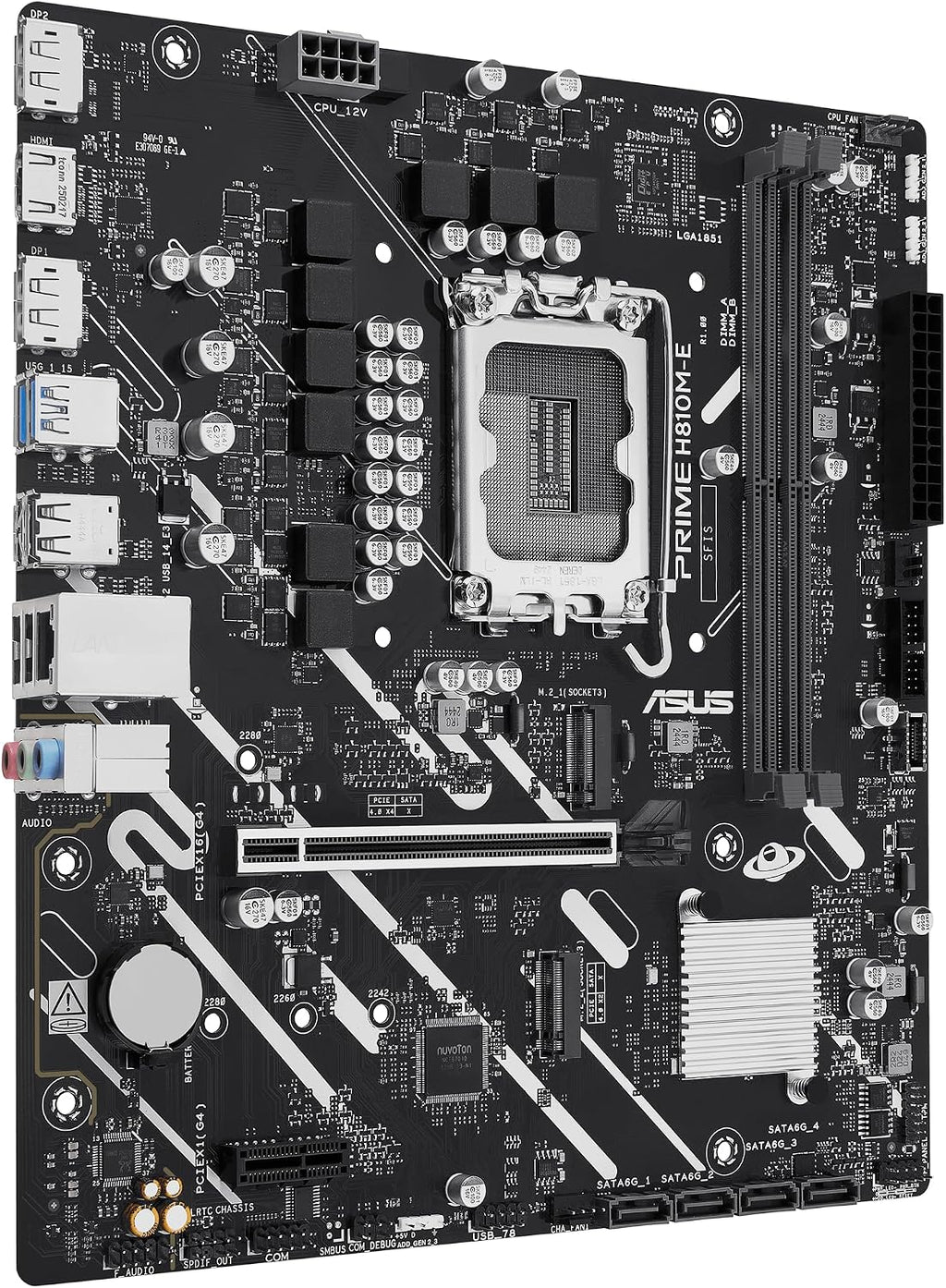 ASUS Prime H810M-E-CSM Intel® H810 mATX Commercial CSM Motherboard, LGA 1851, DDR5, PCIe 4.0, M.2, 1G LAN, HDMI, USB 3.2, AI PC-Ready, ASUS Control Center Express Support for SMB & IT Deployments