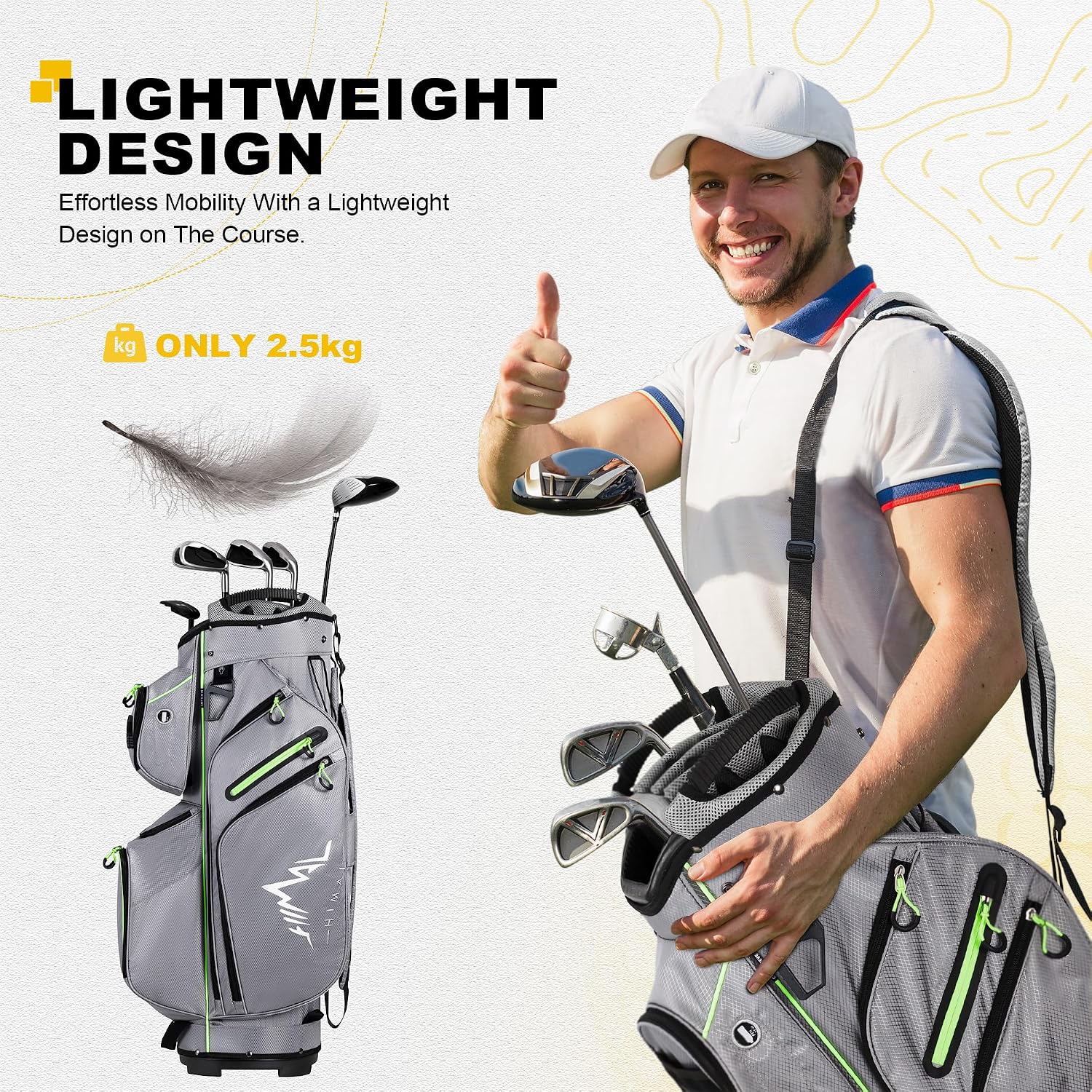 uniHimal Golf Cart Bag, 15 Way Organizer Divider Top with Handles and Rain Cover