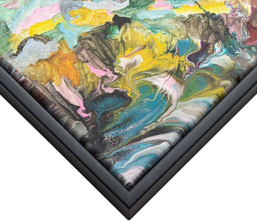 16x40 Canvas Frame Black Solid Wood Floater Frame Width 1.5 Inches | Interior Frame Depth 0.875 Inches | Austin Contemporary Canvas Frame Complete with Canvas Clips & Hanging Hardware
