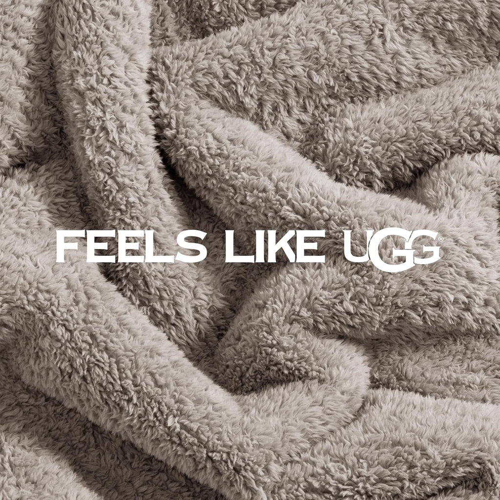 UGG Whitecap Fleece Throw Blanket, Soft Fluffy Blankets for Couch or Bed, Home Decor, Luxury Plush Throw, Machine Washable, 50-inch x 70-inch, Light Grey Seal