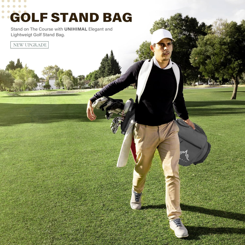 uniHimal Golf Stand Bag with 7 Way Top Dividers, Lightweight Golf Bags for Men Women with Multiple Pockets, Dual Straps