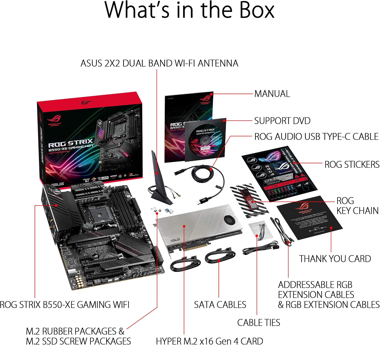 ASUS ROG Strix AMD AM4 ATX Motherboard - WiFi 6, 2.5Gb LAN, 16 Power Stages, Bundled Hyper M.2 Gen 4 Card, Addressable RGB