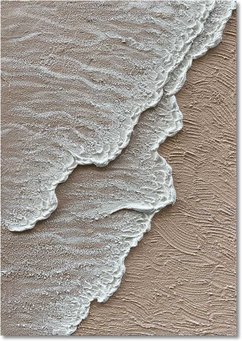 NANKAI Art 3D Ocean Wave Oil Painting Natural Scenery White Abstract Canvas Art Mural 40x28 inches
