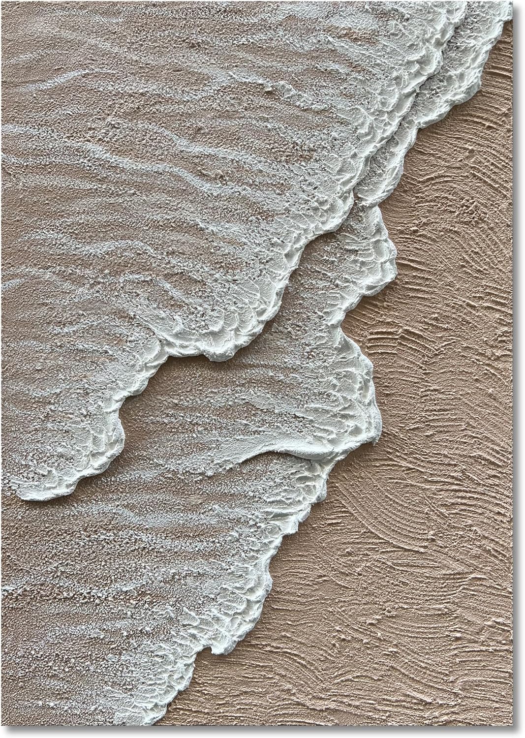NANKAI Art 3D Ocean Wave Oil Painting Natural Scenery White Abstract Canvas Art Mural 40x28 inches