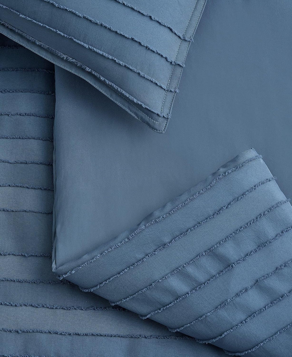UGG Textured Twin Comforter Set - 2 Piece Striped Bedding Set with Pillow Sham – Luxurious and Cozy Reversible Blue Bed Set for Bedroom & Dorm (Twin/Twin XL)